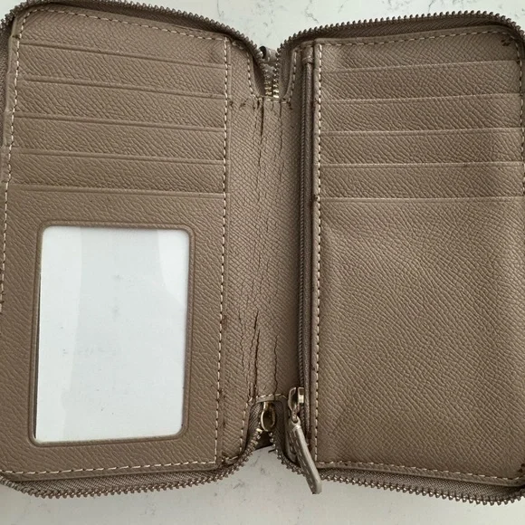 Coach Signature Embossed Leather Zip-Around Wristlet Wallet – Taupe – Pre-Owned - Picture 2 of 3